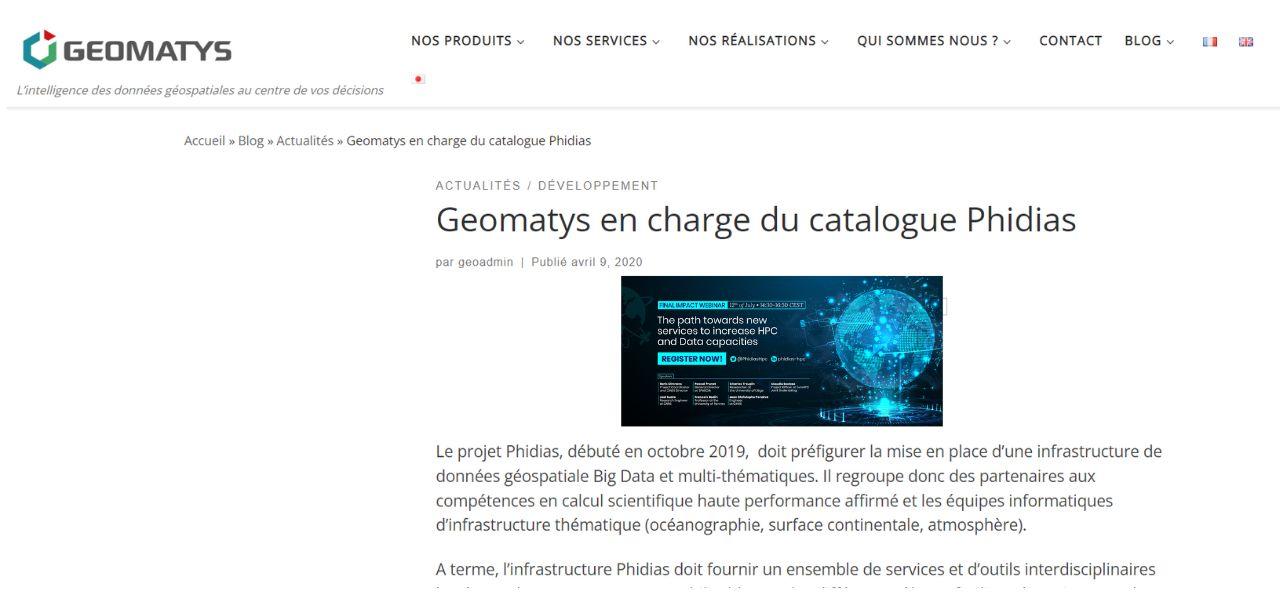 Geomatys en charge du catalogue Phidias